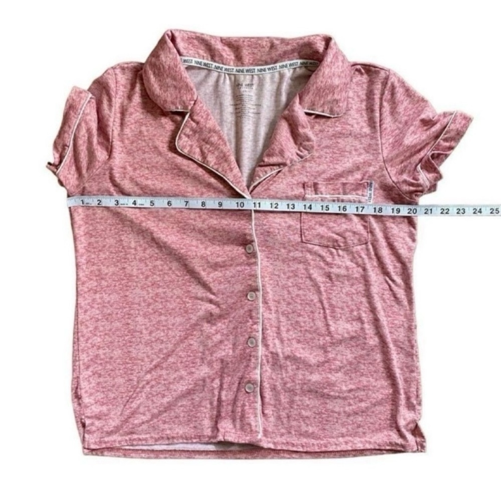 Nine West Sleepwear Pink & White Trim Button Down Short Sleeve Top Sz Large - Picture 7 of 10